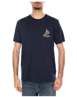 Wrangler Tops ,Blauw ,Katoen T-Shirt Met Ronde Hals