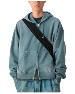 Beams Plus Hoodies & Sweatvesten ,Grijs ,Katoen Fade Rivet Zip Hoodie - Blauw