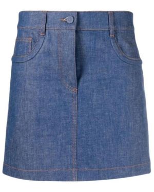 Fendi Rokken ,Blauw ,Denim Denim Rok Met Logo