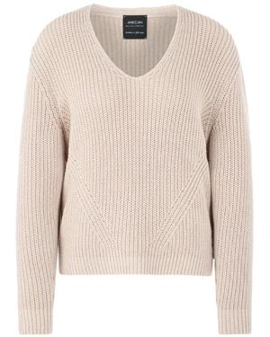 Marc Cain Duits Gebreide V-Hals Pullover Sweater - Naturel
