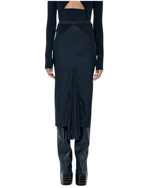 Rick Owens Asymmetrische Midirok - Blauw
