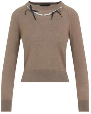Simone Rocha Trui Met Ronde Hals En Parels - Bruin