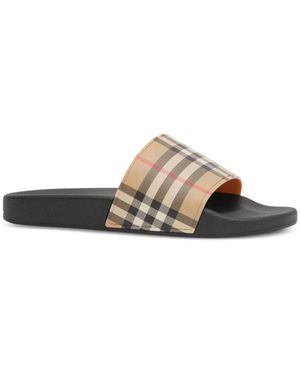 Burberry Schoenen ,Veelkleurig ,Check Slides - Bruin