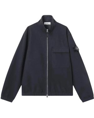 Stone Island Jassen ,Blauw ,Nylon Wool Nylon Flannel-Tc Overshirt