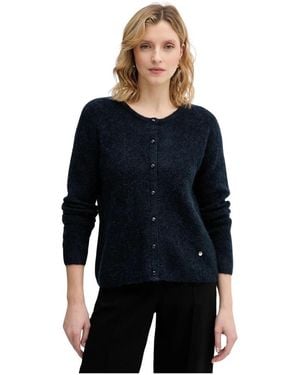 Mos Mosh Truien & Vesten ,Blauw ,Wol Button-Through Cardigan - Zwart
