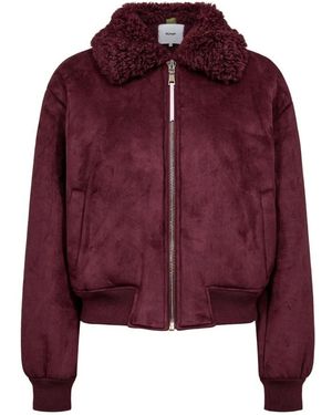 Numph Faux Fur &Amp; Shearling Jassen - Rood