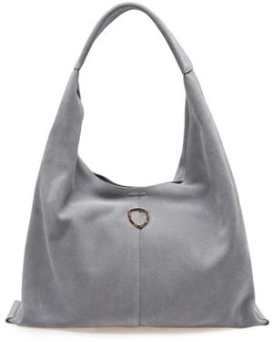 Blauer Tassen ,Grijs ,Leer Leren Tote Bag