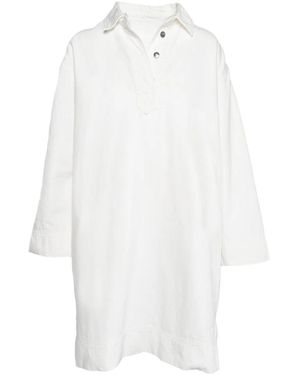 Hèst Kleedjes ,Wit ,Katoen Witte Popover Jurk Met Lange Mouwen