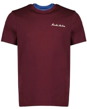 Moncler Tops ,Rood ,Katoen T-Shirt Met Geborduurd Logo