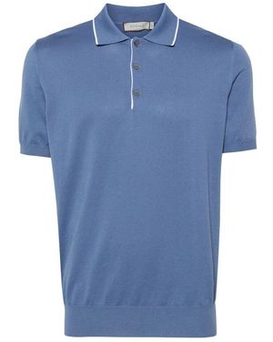 Canali Klassisches baumwoll-poloshirt aus italien - Blau