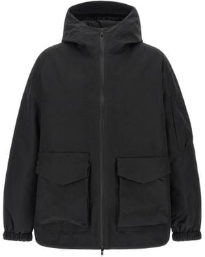 Y-3 Jassen ,Zwart ,Polyester Gtx Gewatteerde Jas Met Capuchon