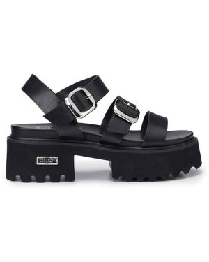 Cult Schoenen ,Zwart ,Glam-Rock Zwarte Sandaal