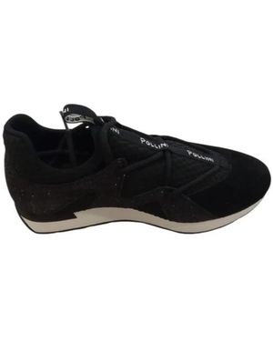 Pollini Schoenen ,Zwart ,Suède Slip On Sneaker