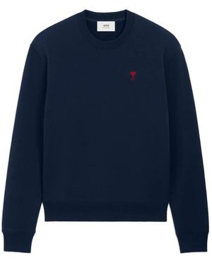 Ami Paris Hoodies & Sweatvesten ,Blauw ,Katoen De Coeur Sweatshirt