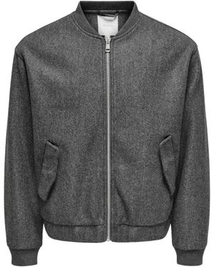 Only & Sons Jassen ,Grijs ,Leer Life Bomber Jacket