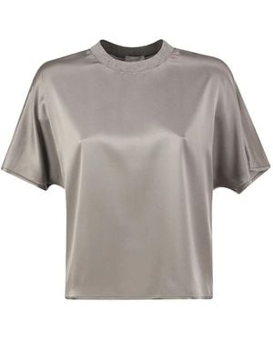 Peserico Tops ,Grijs ,Satijn Transition T-Shirt