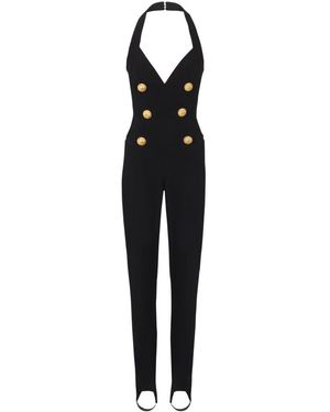 Balmain Tuta jumpsuit in crepe su misura - Nero