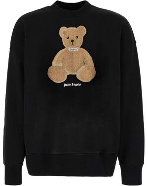 Palm Angels Textured Bear Graphic Sweatshirt - Schwarz