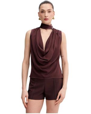 Elisabetta Franchi Georgette Draped Top - Paars