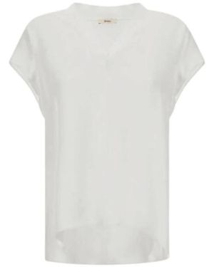 Herno Tops ,Wit ,Denim Blouse Met Korte Mouwen