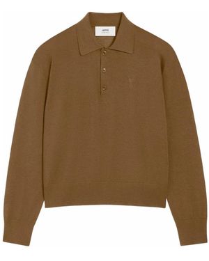 Ami Paris V-Neck Knitwear - Marron