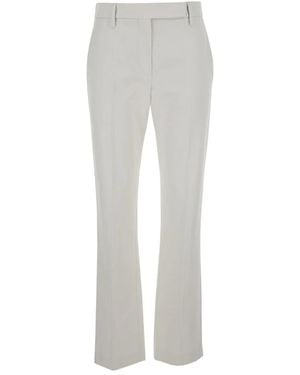 Brunello Cucinelli Broeken ,Wit ,Katoen Monilli Versierde Broek - Grijs