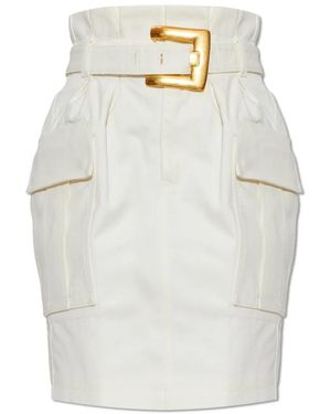 Balmain Rokken ,Wit ,Katoen Cargo Rok Met Riem