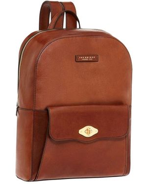 The Bridge Brauner Leder-Rucksack Mit Goldenen Metall-Details