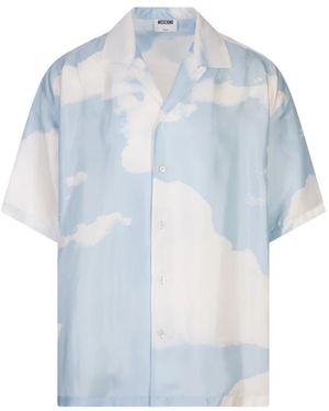 Moschino Blauwe Zijden Compositie Mode Sjaal