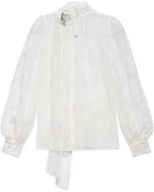 Aniye By Overhemden ,Wit ,Kantenhoge Blouse Met Strik En Ballonmouwen