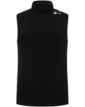 Alberta Ferretti Top Zonder Mouwen Met Coltrui - Zwart