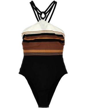 Max Mara Badmode ,Veelkleurig ,Leer Cathy Badpak Uit Één Stuk - Zwart