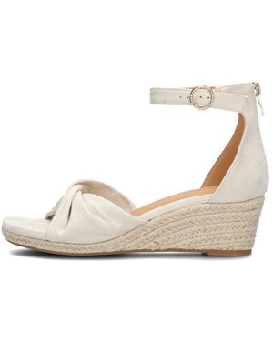 Omoda Schoenen ,Leer Espadrilles Met Sleehak - Metallic