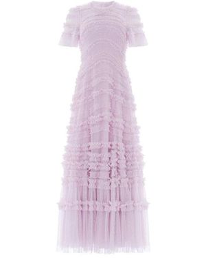 Needle & Thread Amara Ronde Hals Ruche Galajurk - Paars