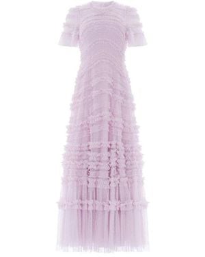 Needle & Thread Amara Ronde Hals Ruche Galajurk - Paars