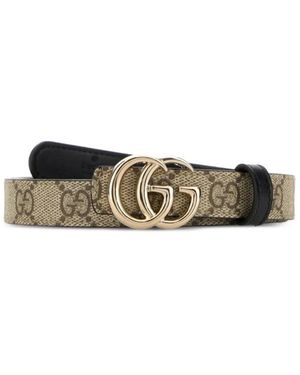 Gucci Gg Marmont Reversible Thin Belt - Naturel