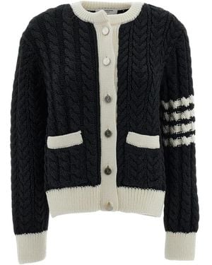 Thom Browne Truien & Vesten ,Grijs ,Cardigans - Zwart