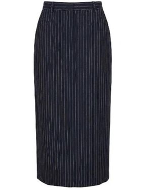 Pinko Rokken ,Blauw ,Leer Pinstripe Midi Rok