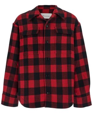 Ami Paris Overshirt Van Wol Met Wijde Ruit - Rood