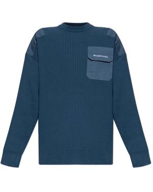 Balenciaga Round-Neck Knitwear - Blue