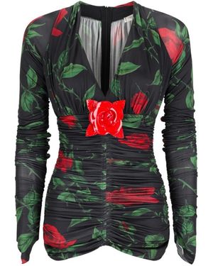 Blumarine Overhemden ,Veelkleurig ,Blusa Jersey Stamp - Groen
