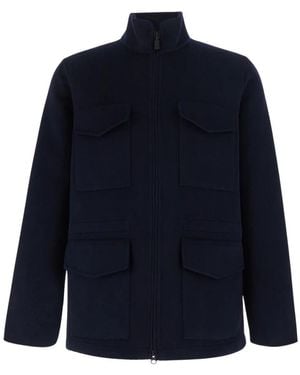 Aspesi Jassen ,Blauw ,Wol Wollen Jas