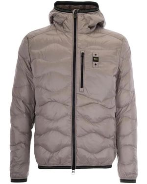 Blauer Jassen ,Grijs ,Leer Wave Gewatteerde Jas