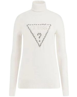Guess Piper Triangle Logo Tn Ls Swtr - Wit