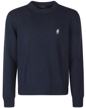 Prada Truien & Vesten ,Blauw ,Katoen Katoenen Trui Met Ronde Hals