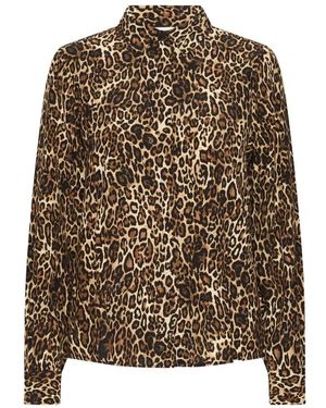 Ichi Overhemden ,Veelkleurig ,Polyester Ihezona Sh - Bruin