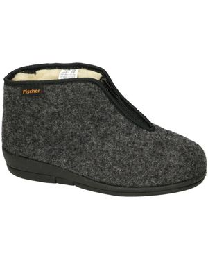Fischer Schoenen ,Grijs ,Wol 203597 High Felt Slipper - Zwart