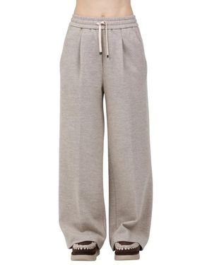 Circolo 1901 Wijdvallende Joggingbroek Met Trekkoord Van Wol - Grijs
