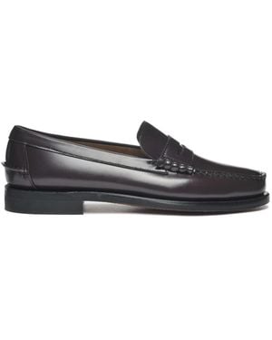 Sebago Mocassini in pelle marrone suola in gomma - Blu