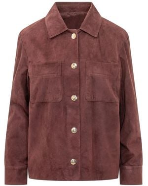 Max Mara Jassen ,Rood ,Leer Smmabisso Jas - Bruin